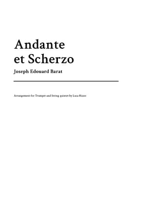 Title page of the trumpet and string quintet arrangement, showing the collection’s title, composer name, and instrumentation (trumpet with string quintet).